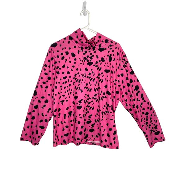 women's XXL pink animal print turtleneckl mock neck top shirt blouse - Picture 1 of 15